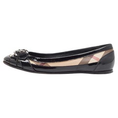 Burberry Nova Check PVC and Patent Leather Buckle Ballet Flats Size 38