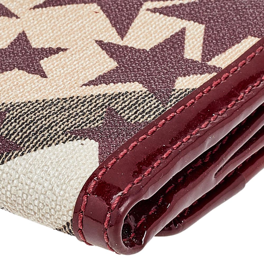 Women's Burberry Nova Check Stars Printed Coated Canvas And Leather Compact Wallet
