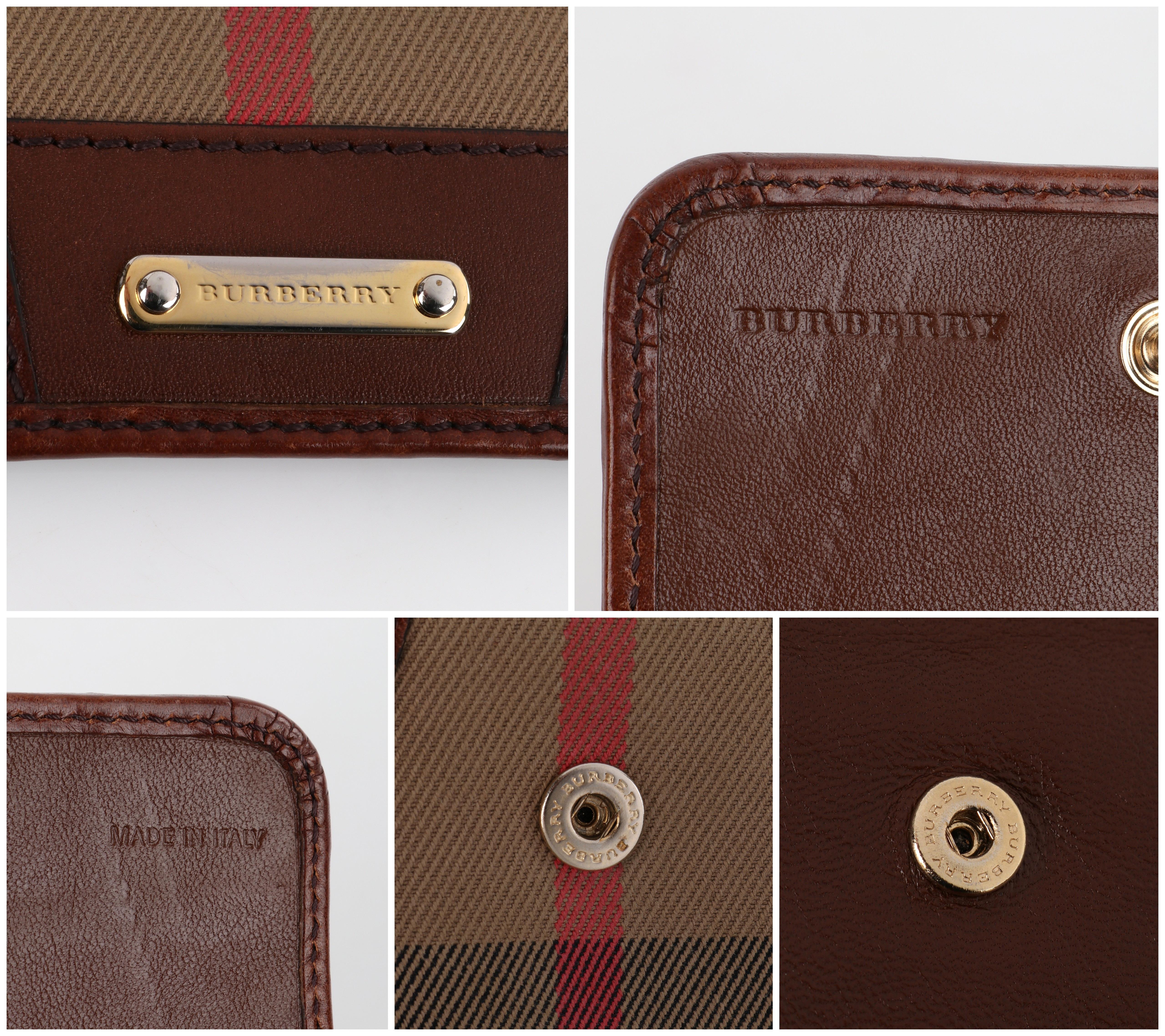 BURBERRY Nova Check Tartan Leather Trifold Square Compact Wallet 3