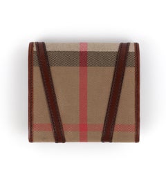 BURBERRY Nova Check Tartan Leather Trifold Square Compact Wallet
