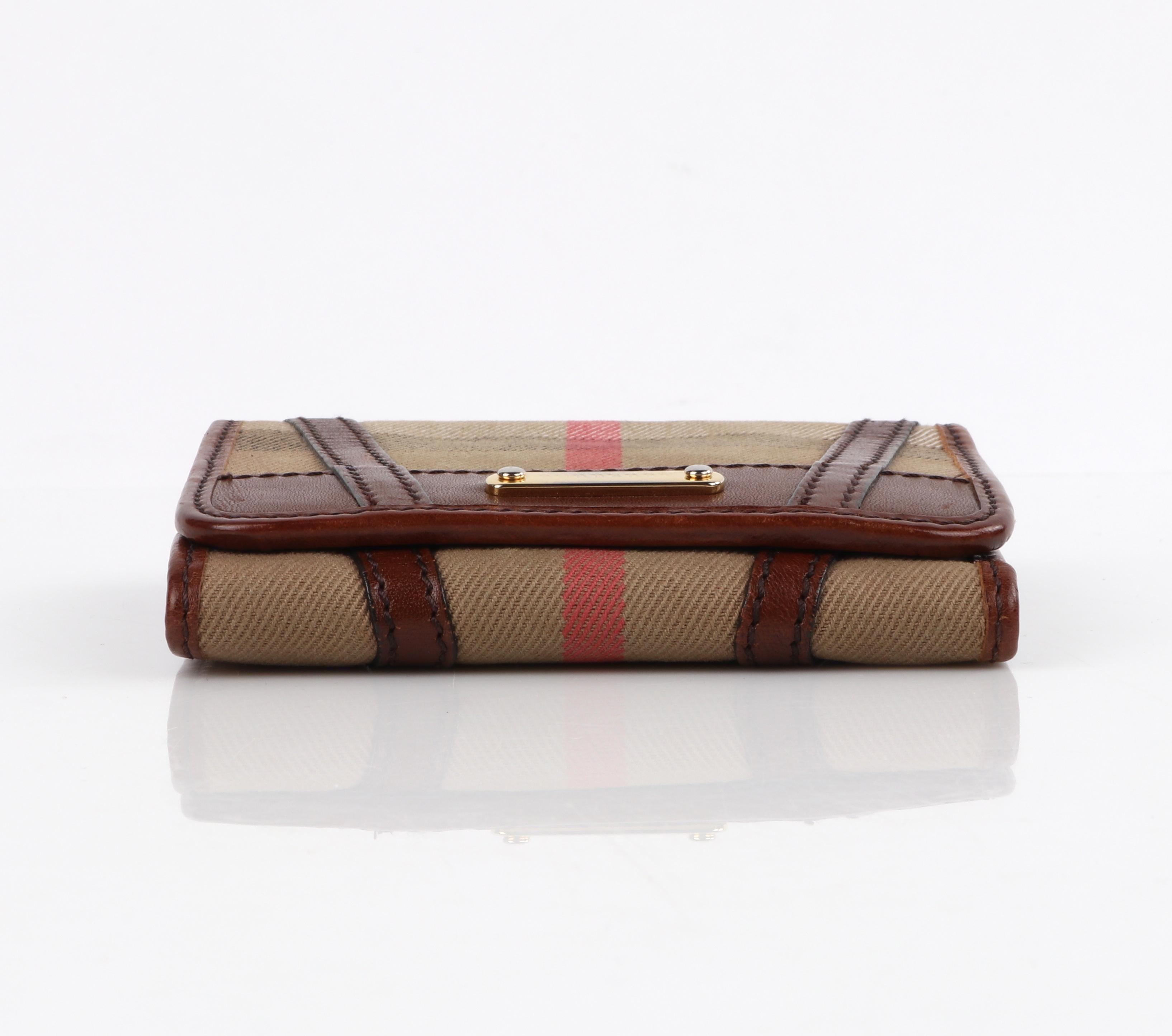 BURBERRY Nova Check Tartan Leather Trifold Square Compact Wallet In Good Condition In Thiensville, WI