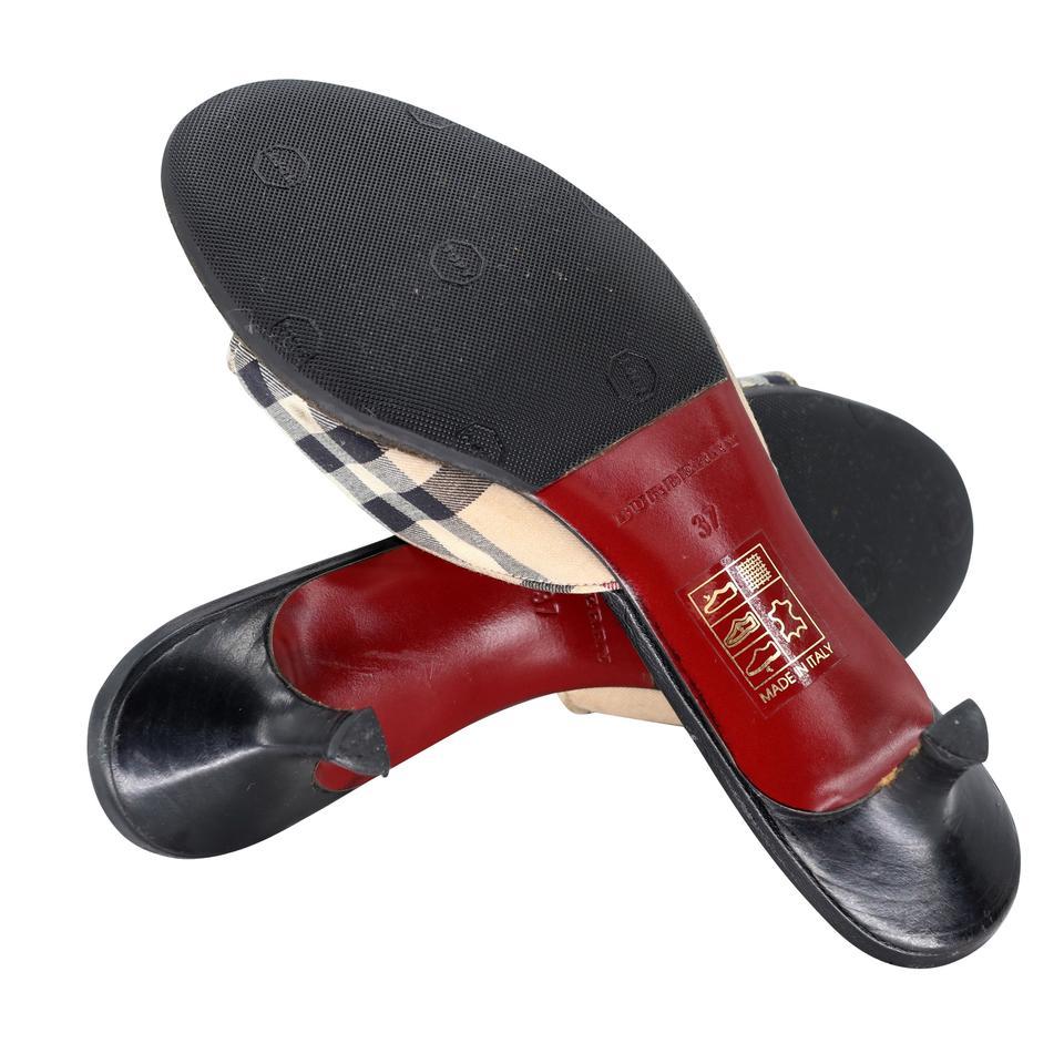 Women's Burberry Novacheck 37 Kitty Heels Monogram Pumps BB-S06013P-0009 For Sale