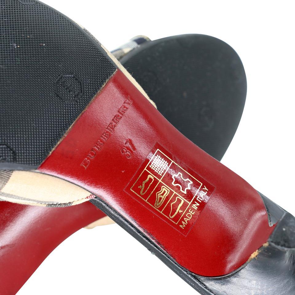 Burberry Novacheck 37 Kitty Heels Monogram Pumps BB-S06013P-0009 For Sale 1