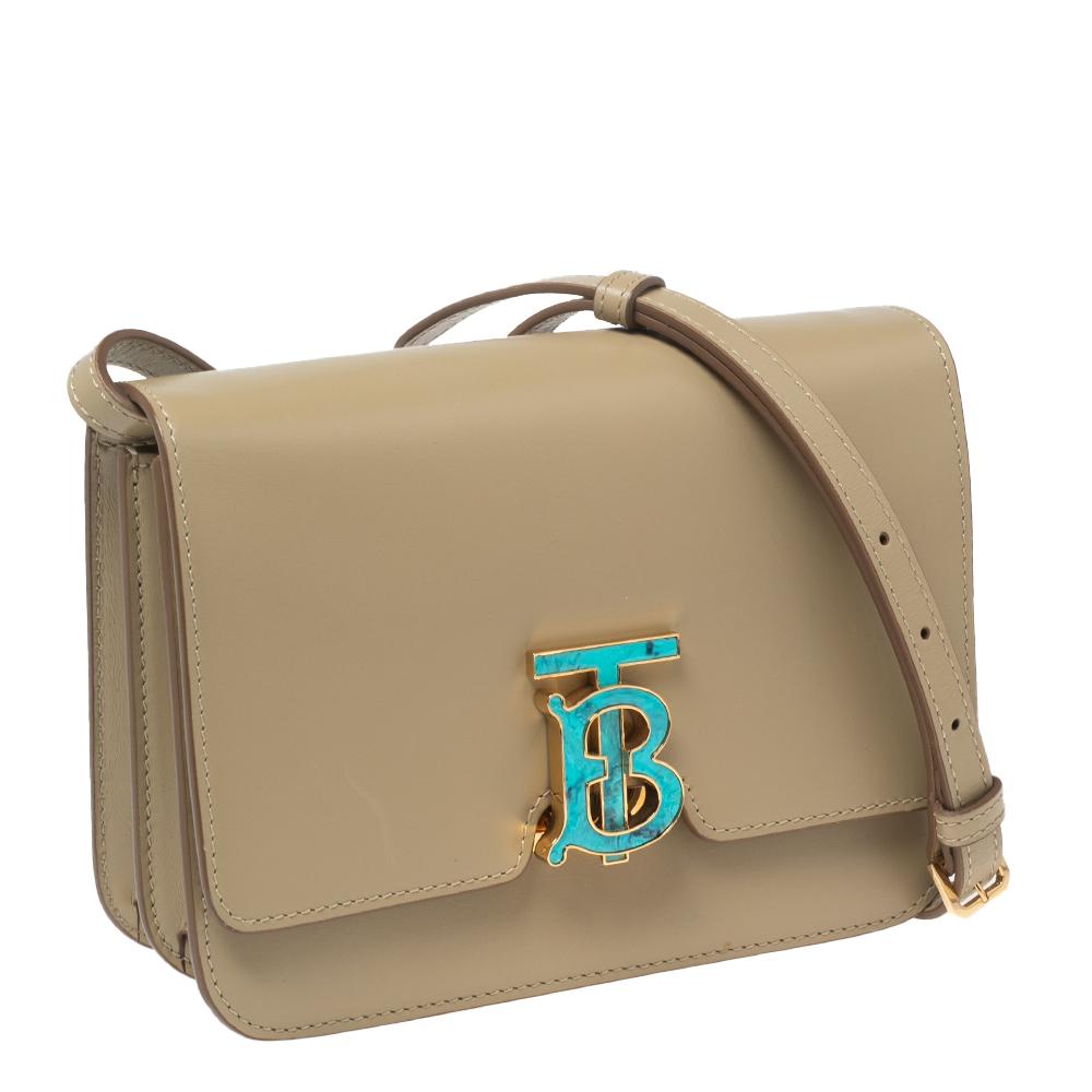 Brown Burberry Nude Leather Small TB Shoulder Bag