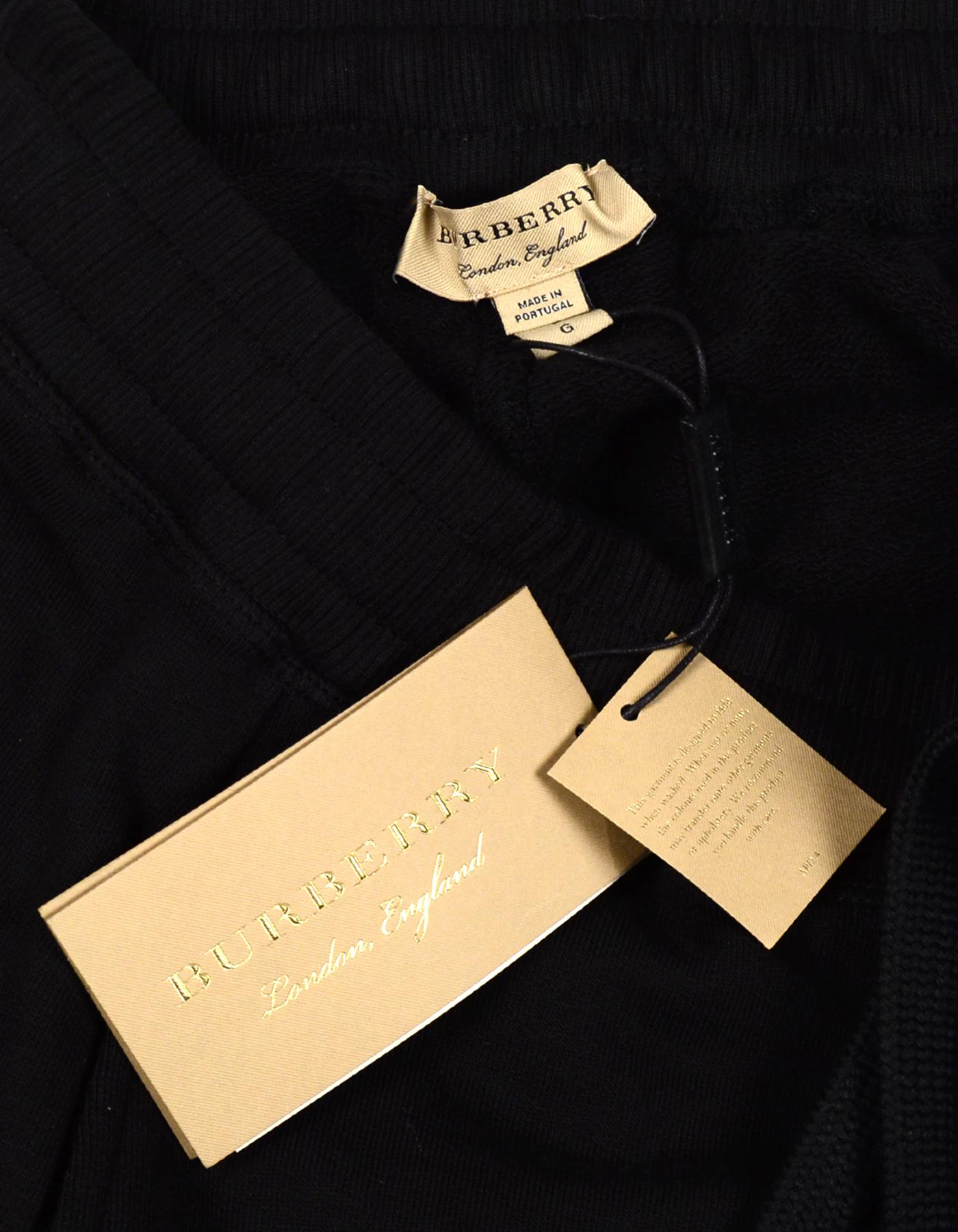 Burberry NWT '19 Black Pocket Detail Cotton Jersey Trackpants Unisex Sz L In New Condition In New York, NY