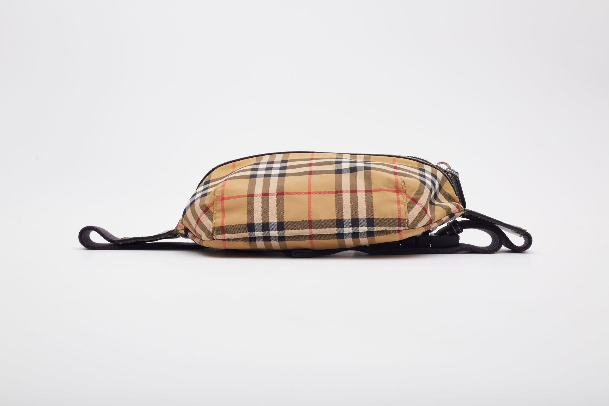 Burberry Nylon Check Sonny Yellow Medium Belt Bag For Sale 1