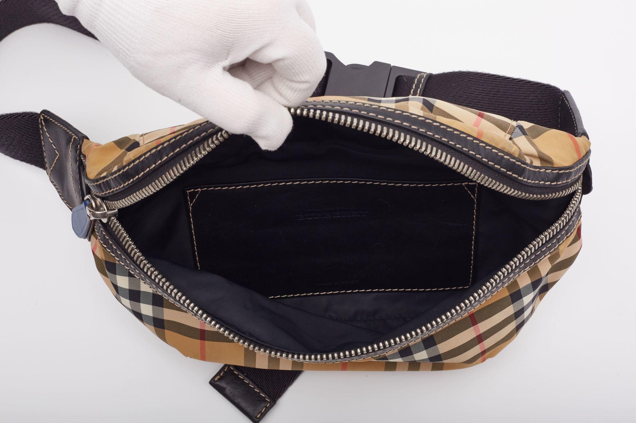 Burberry Nylon Check Sonny Yellow Medium Belt Bag For Sale 2