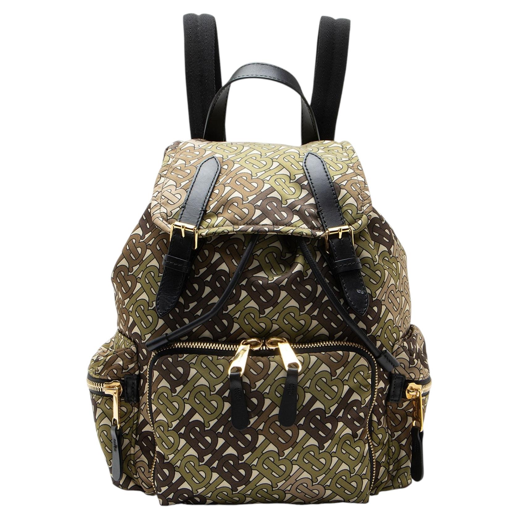 Pre-owned Burberry Nylon Tb Rucksack Medium Backpack In Black