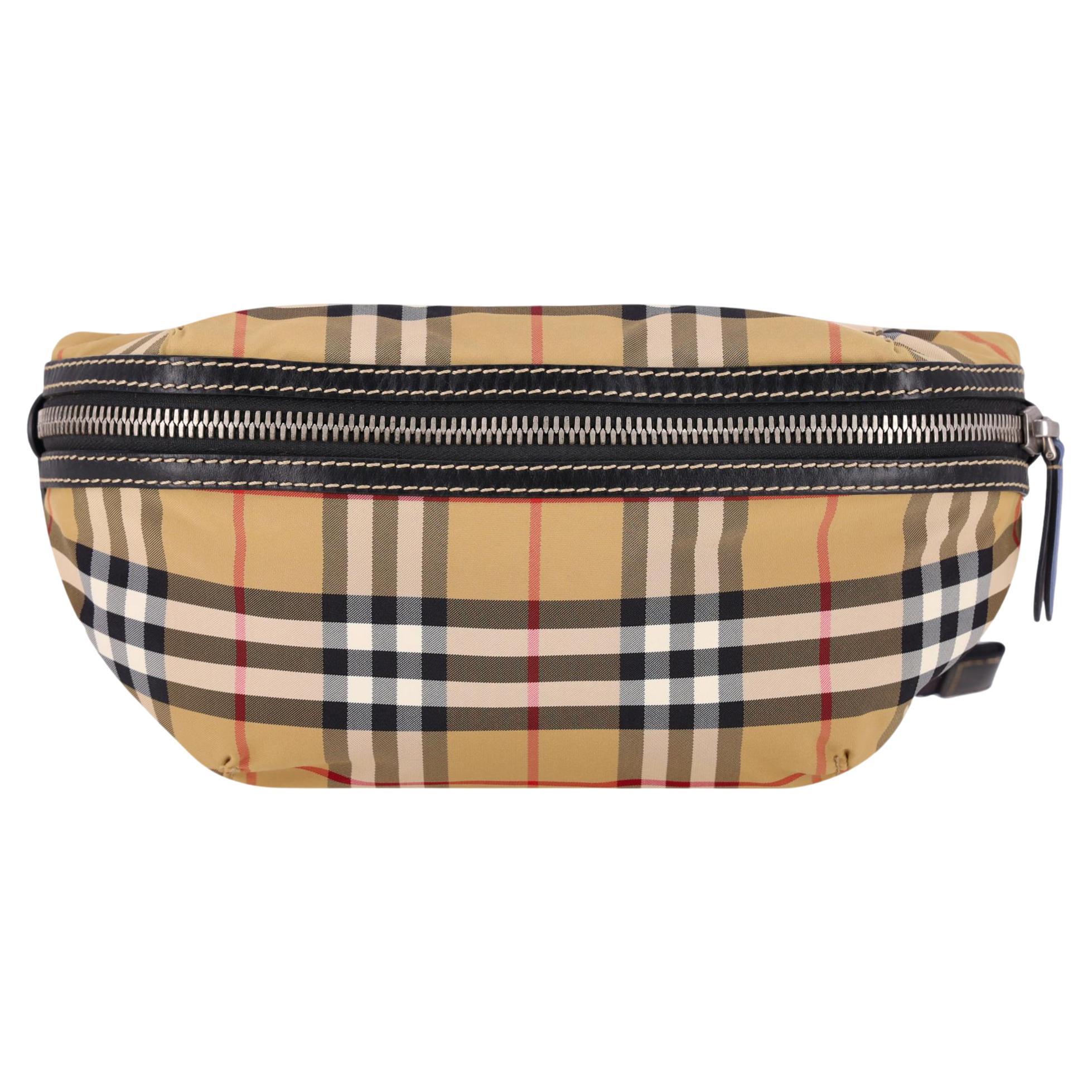 Burberry Nylon Vintage Check Belt Bag For Sale