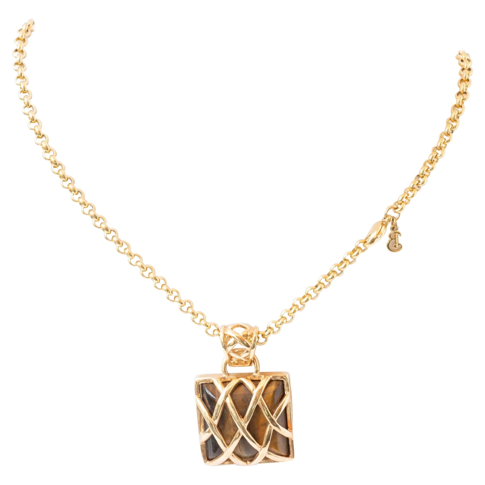 Colgante de cadena con piedra de ojo de tigre de Burberry of London en venta