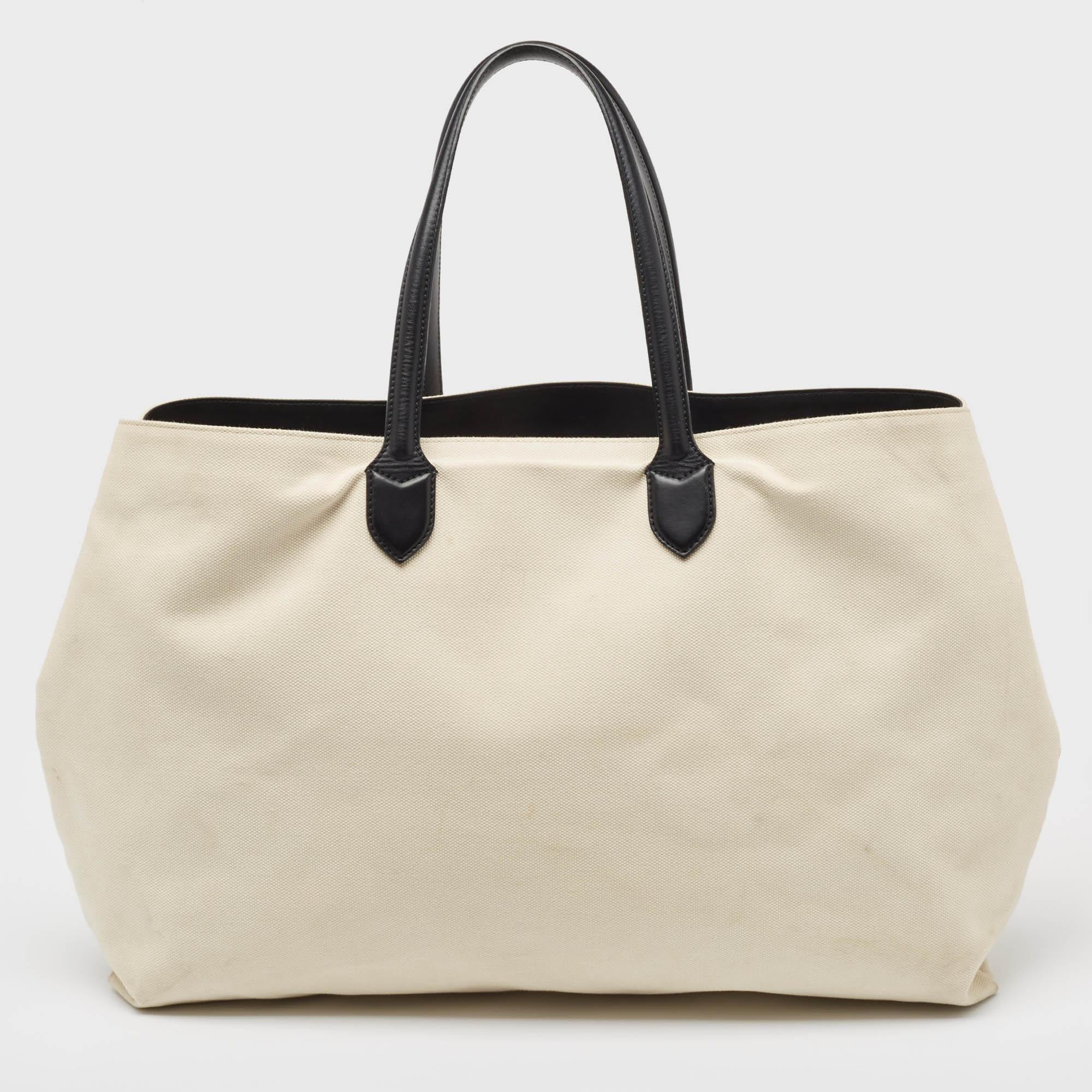 Women's Burberry Off White Canvas Lewes Tote