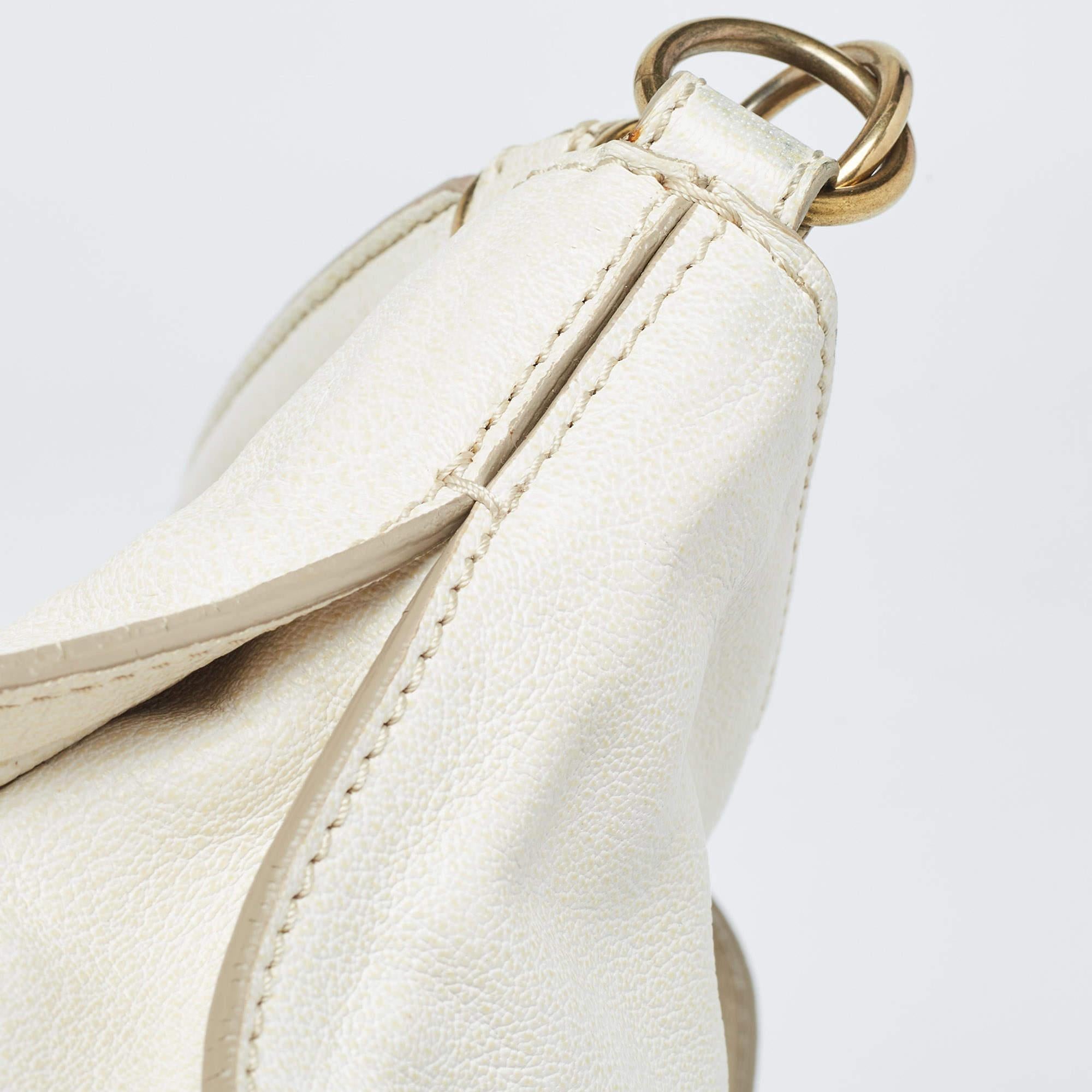 Burberry Off White Leather Creighton Hobo For Sale 8