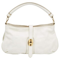 Used Burberry Off White Leather Creighton Hobo
