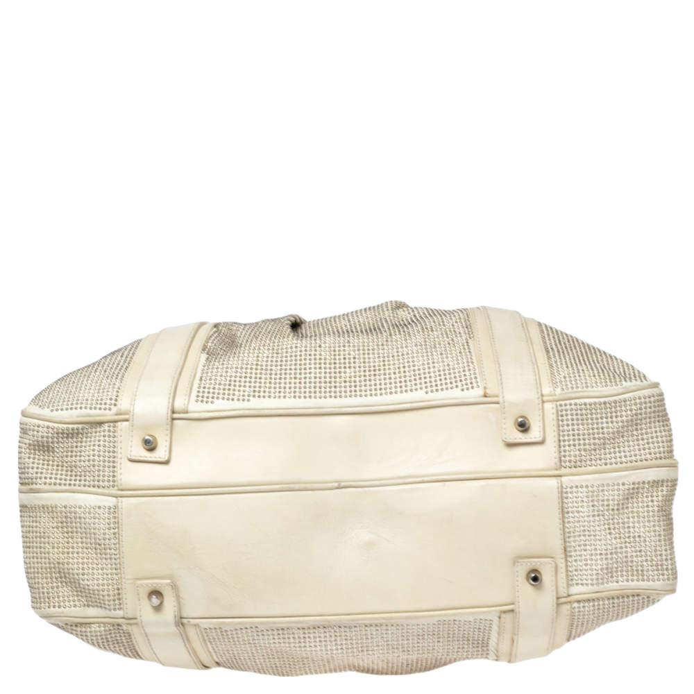 Burberry Off White Leather Studded Ashbury Knight Satchel 4