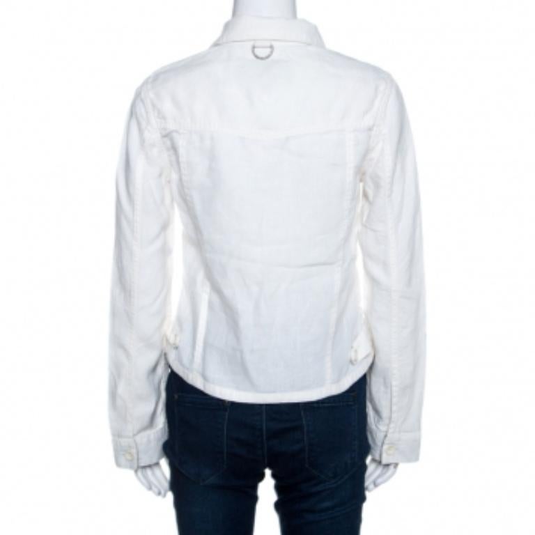 Burberry Off White Linen Pocket Detail Button Front Shirt S im Zustand „Hervorragend“ im Angebot in Dubai, Al Qouz 2