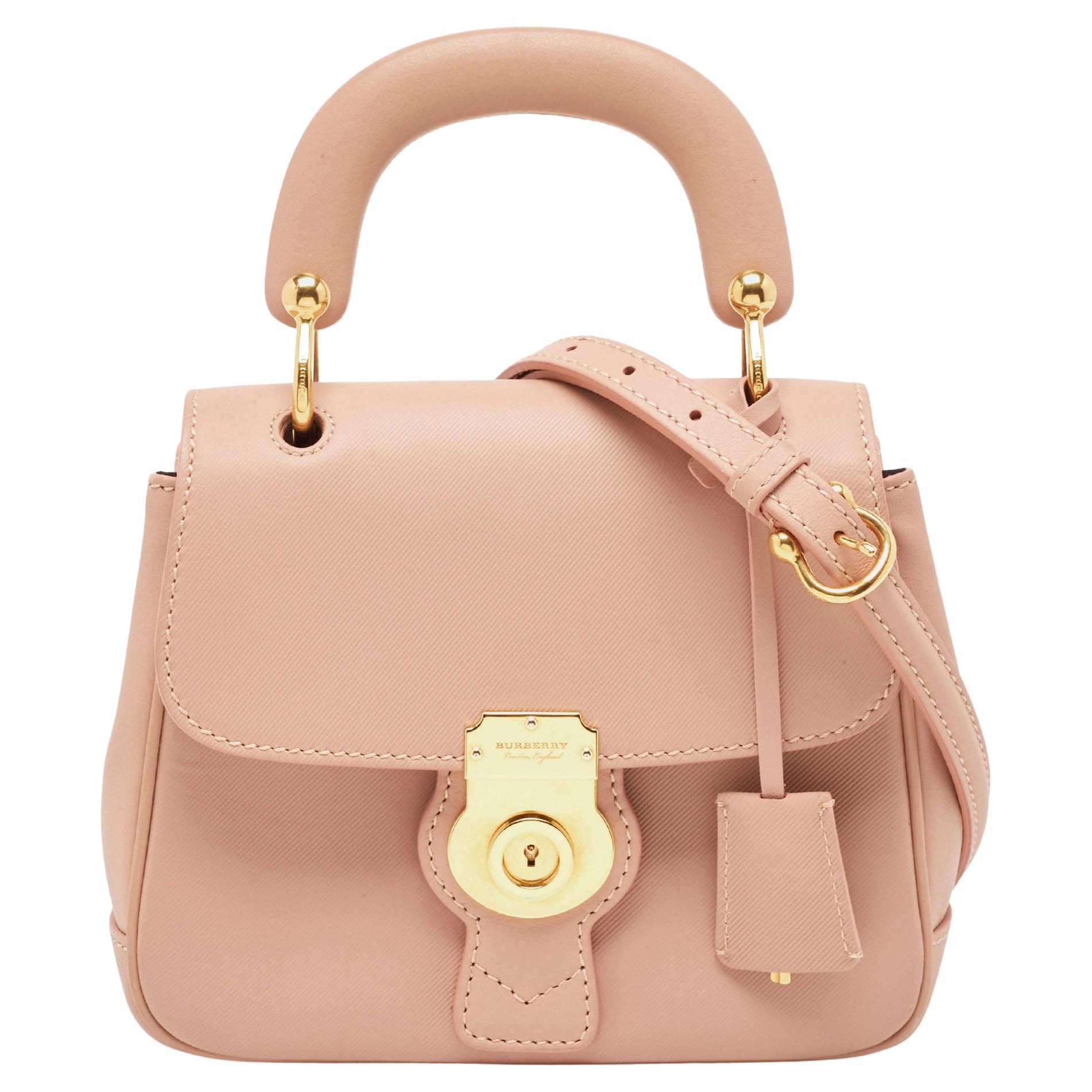 Burberry Old Rose Leather Small DK88 Top Handle Bag For Sale