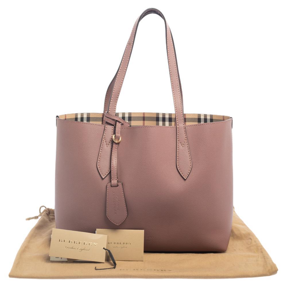 Burberry Old Rose Leather Small Lavenby Reversible Tote 3