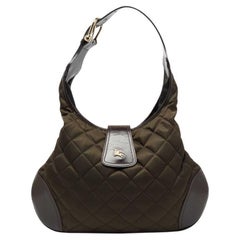Burberry Olive Green/Brown Quilted Nylon And Leather Brooke Hobo