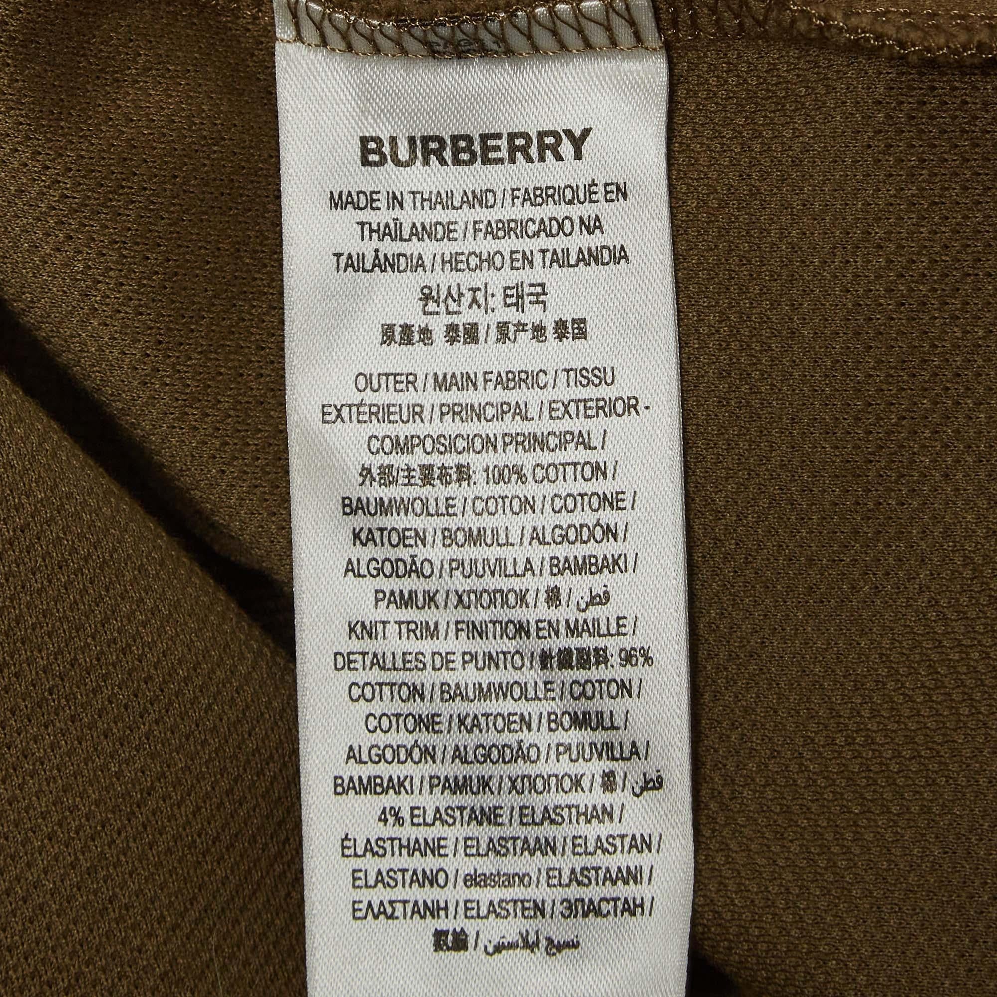 Burberry Olive Green Cotton Pique Short Sleeve Polo T-shirt S 1