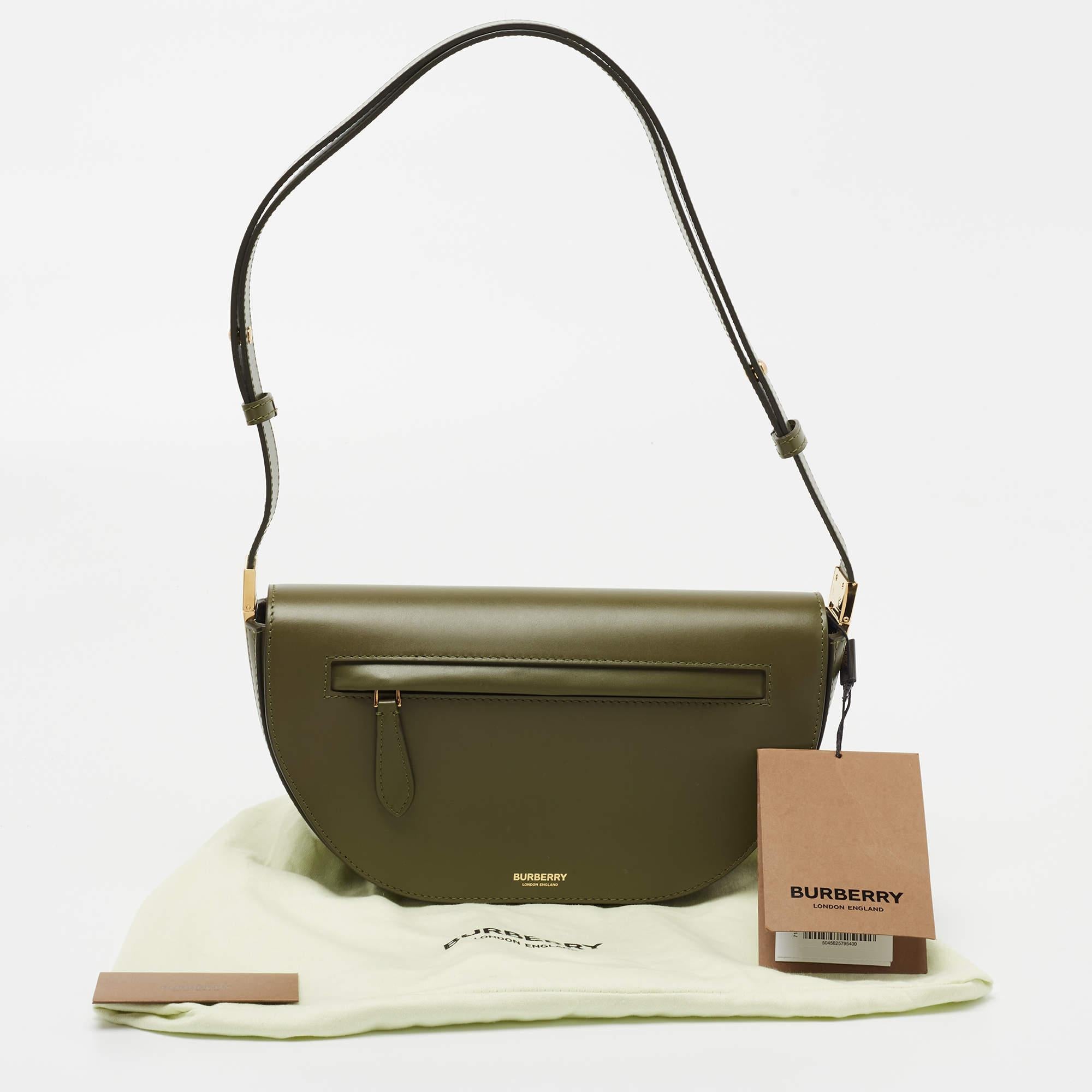 Burberry Olive Green Leather Small Olympia Shoulder Bag 10