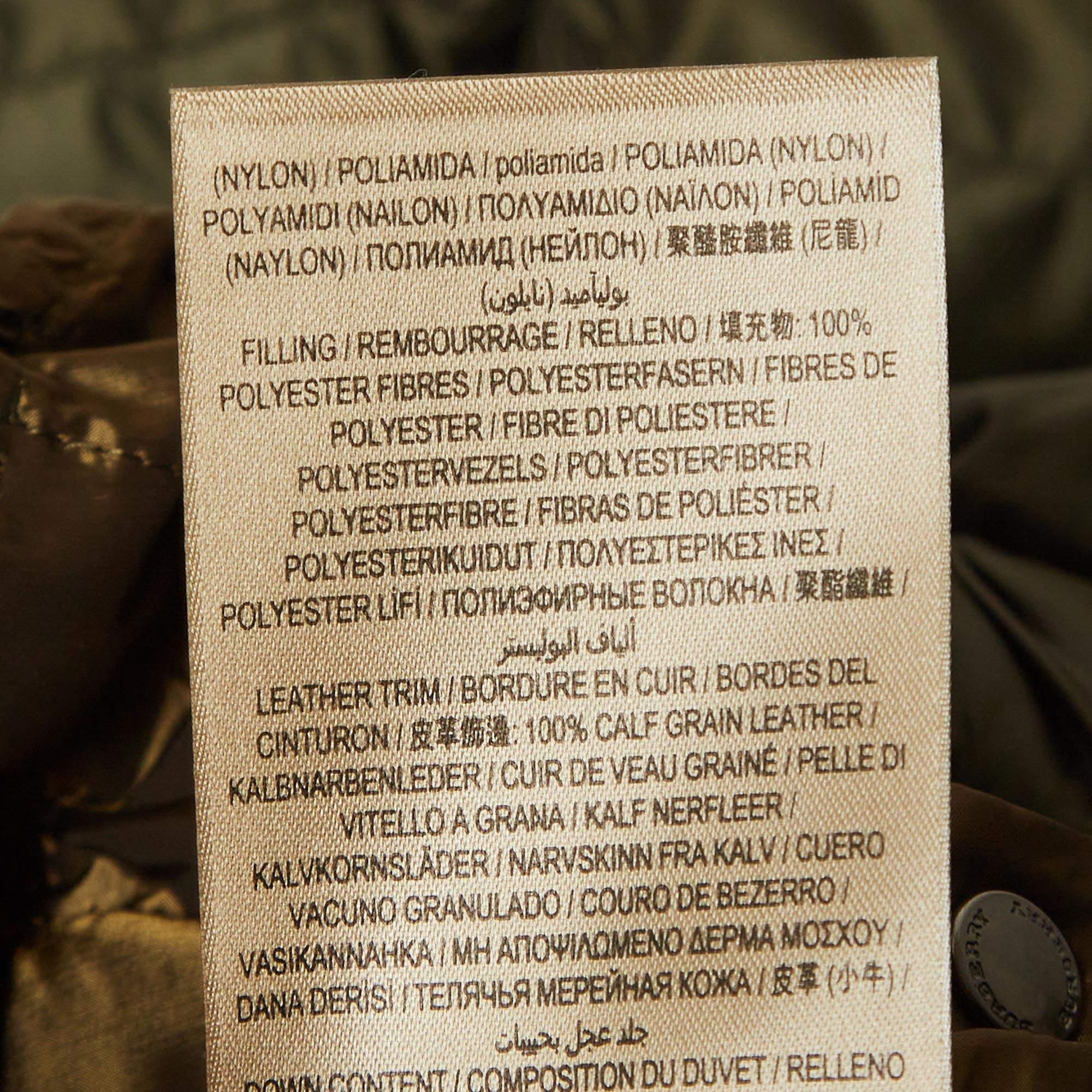 Burberry Olive Green Synthetic Quilted Puffer Down Coat M 3