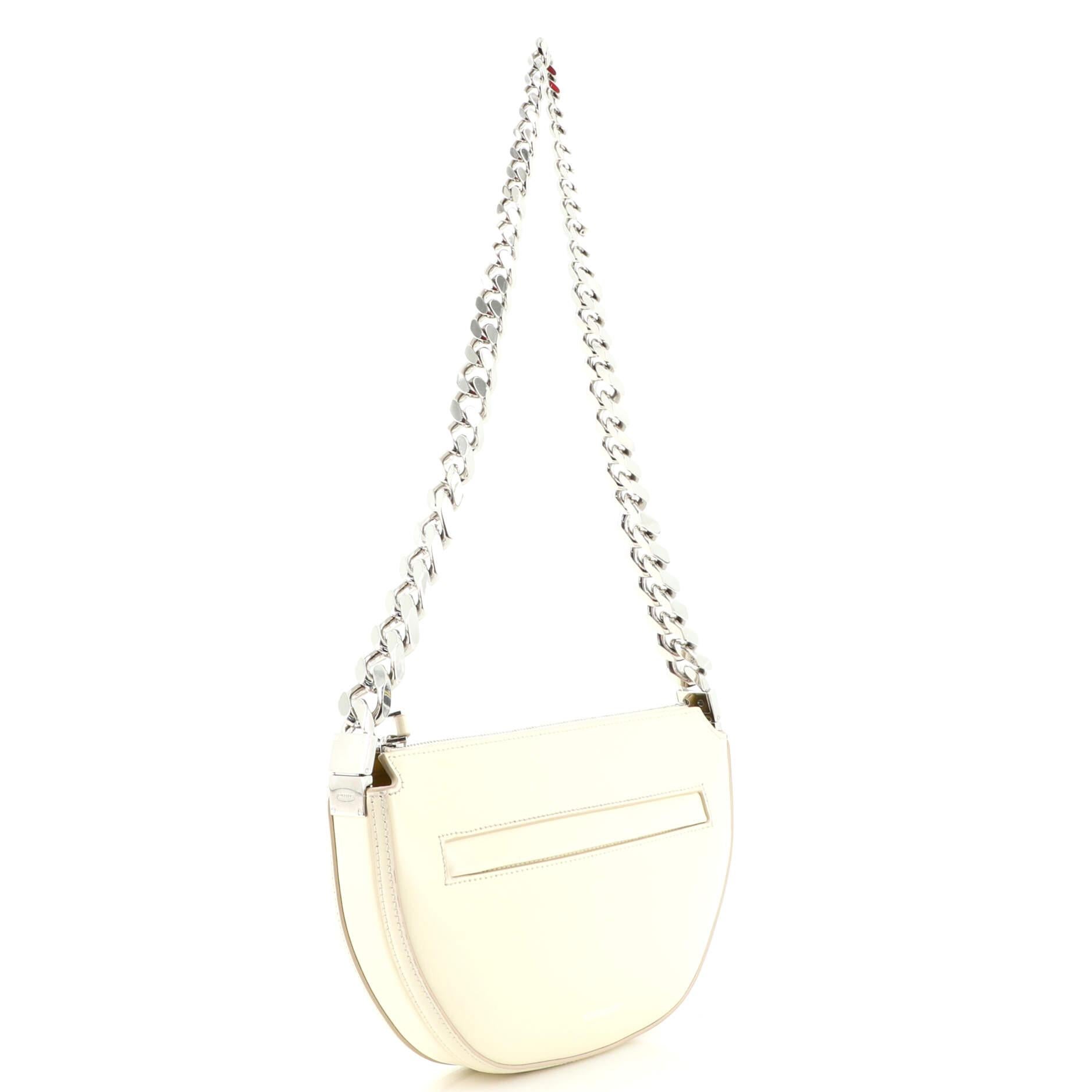 White Burberry Olympia Zip Chain Shoulder Bag Leather Mini