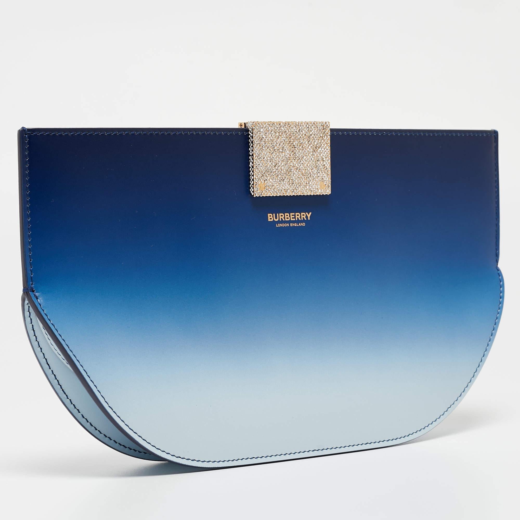 Women's Burberry Ombre Blue Leather Crystal Olympia Clutch For Sale