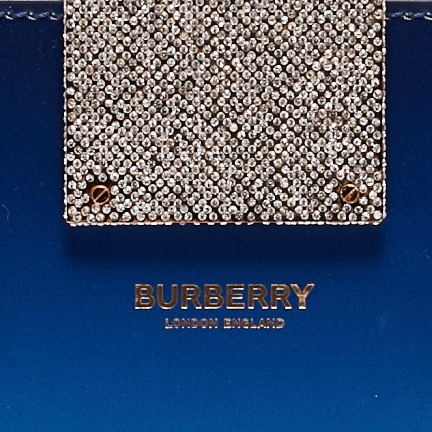 Burberry Ombre Blue Leather Crystal Olympia Clutch For Sale 2