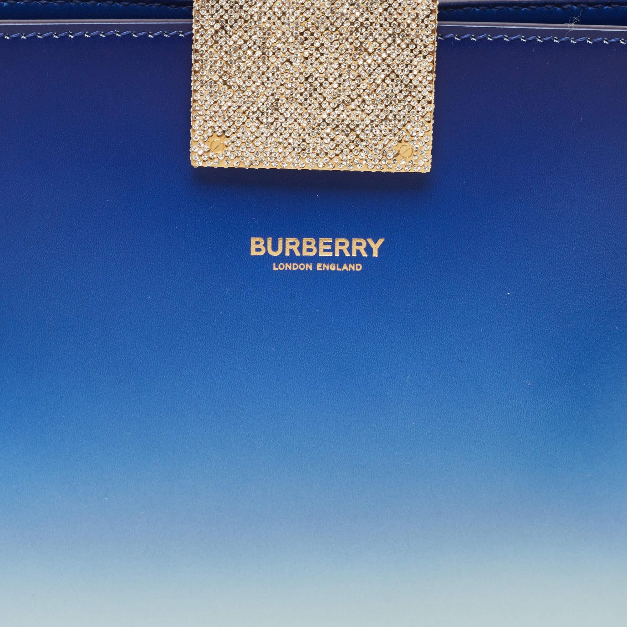 Burberry Ombre Blue Leather Olympia Crystals Clutch For Sale 4
