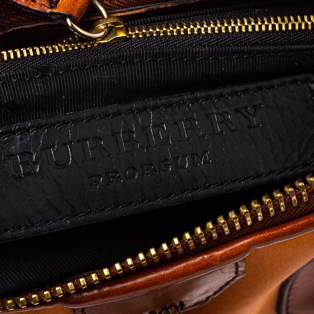 Burberry Ombre Cognac Satin and Leather Padlock Boston Bag 3