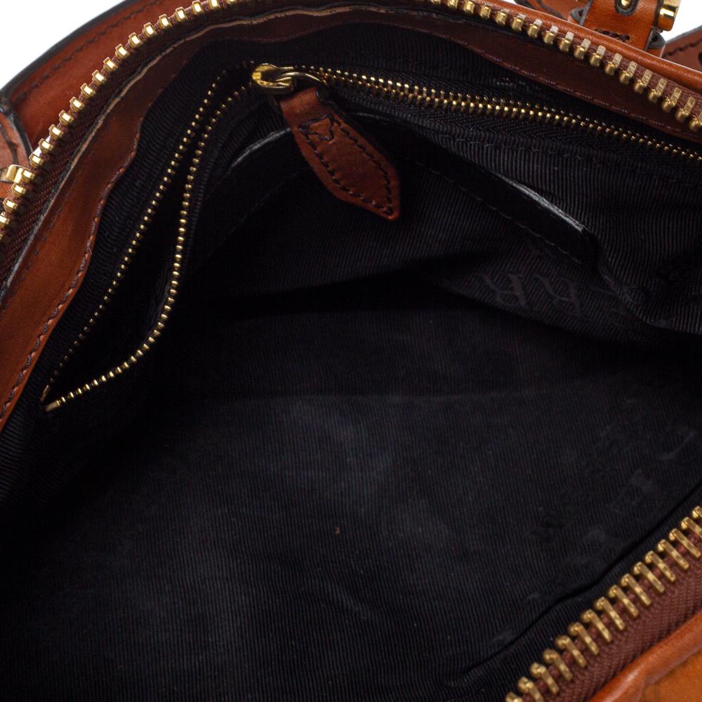 Burberry Ombre Cognac Satin and Leather Padlock Boston Bag In Fair Condition In Dubai, Al Qouz 2