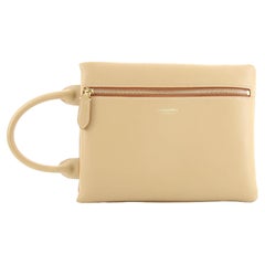 Burberry One Handle Zip Pocket Clutch Leather