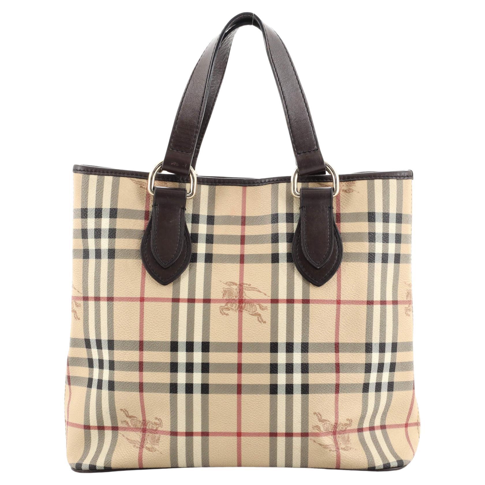 Burberry Beige Haymarket Check Coated Canvas and Leather Small ...