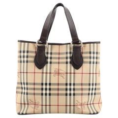 Burberry Onslow Tote Haymarket Coated Canvas Small