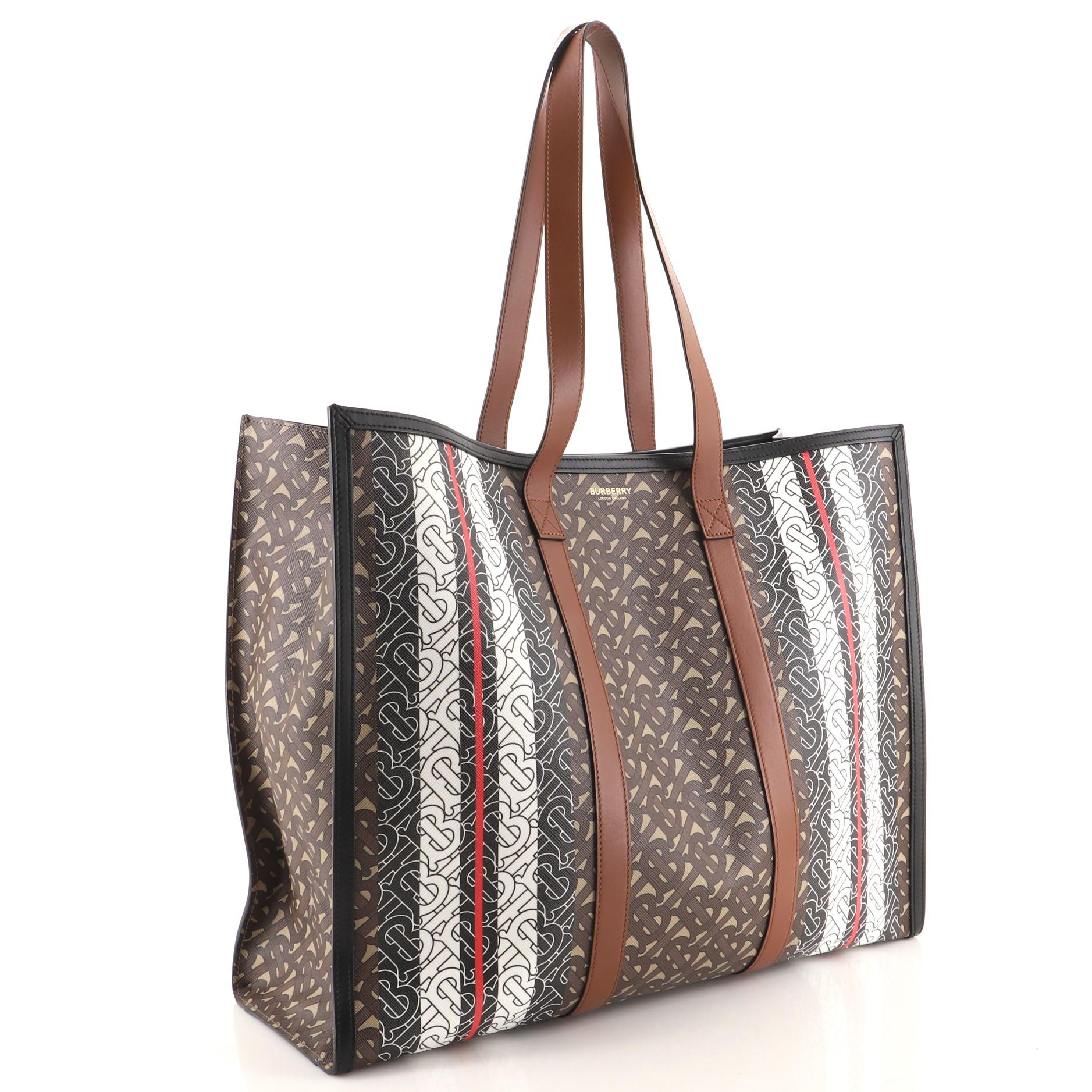 Burberry Open Tote Monogram E-Canvas Large In Good Condition In NY, NY