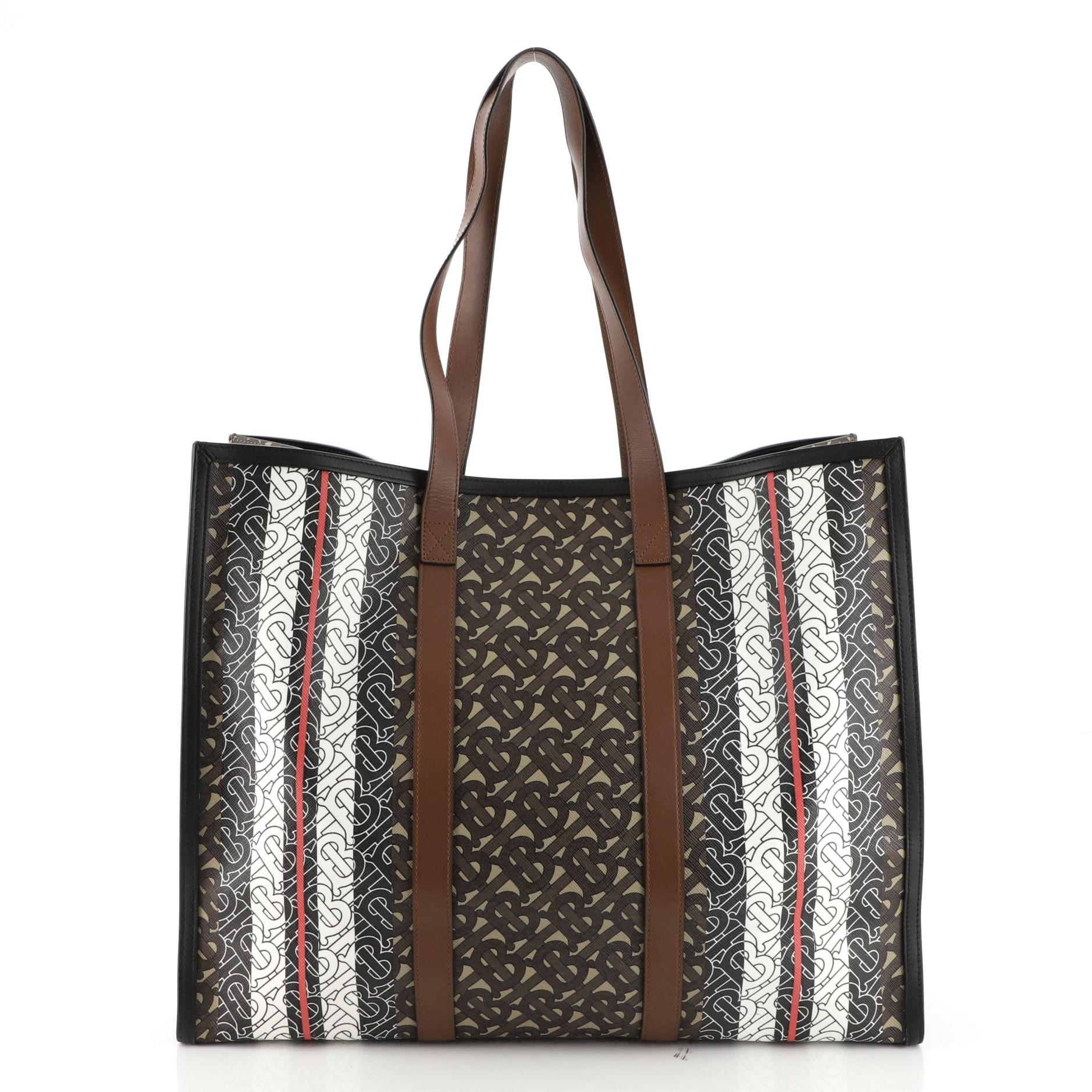 Burberry Open Tote Monogram E-Canvas Large In Good Condition In NY, NY