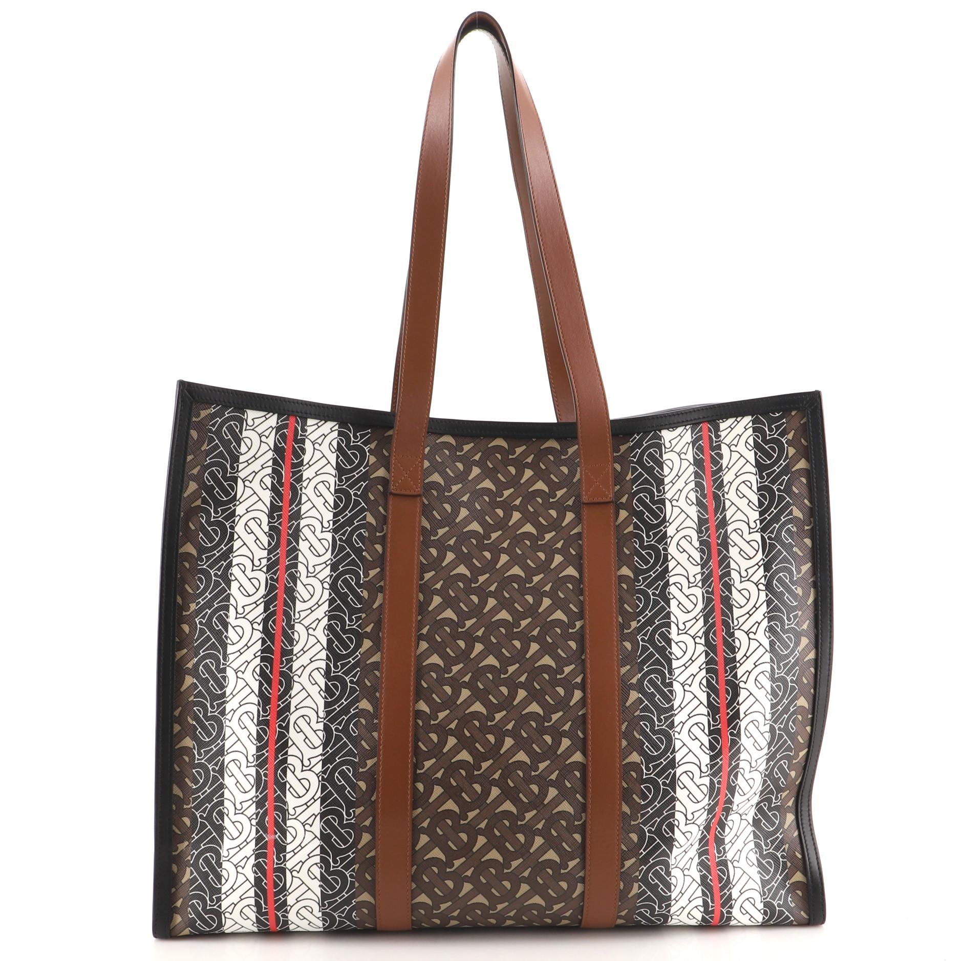 Women's or Men's Burberry Open Tote Monogram E-Canvas Large