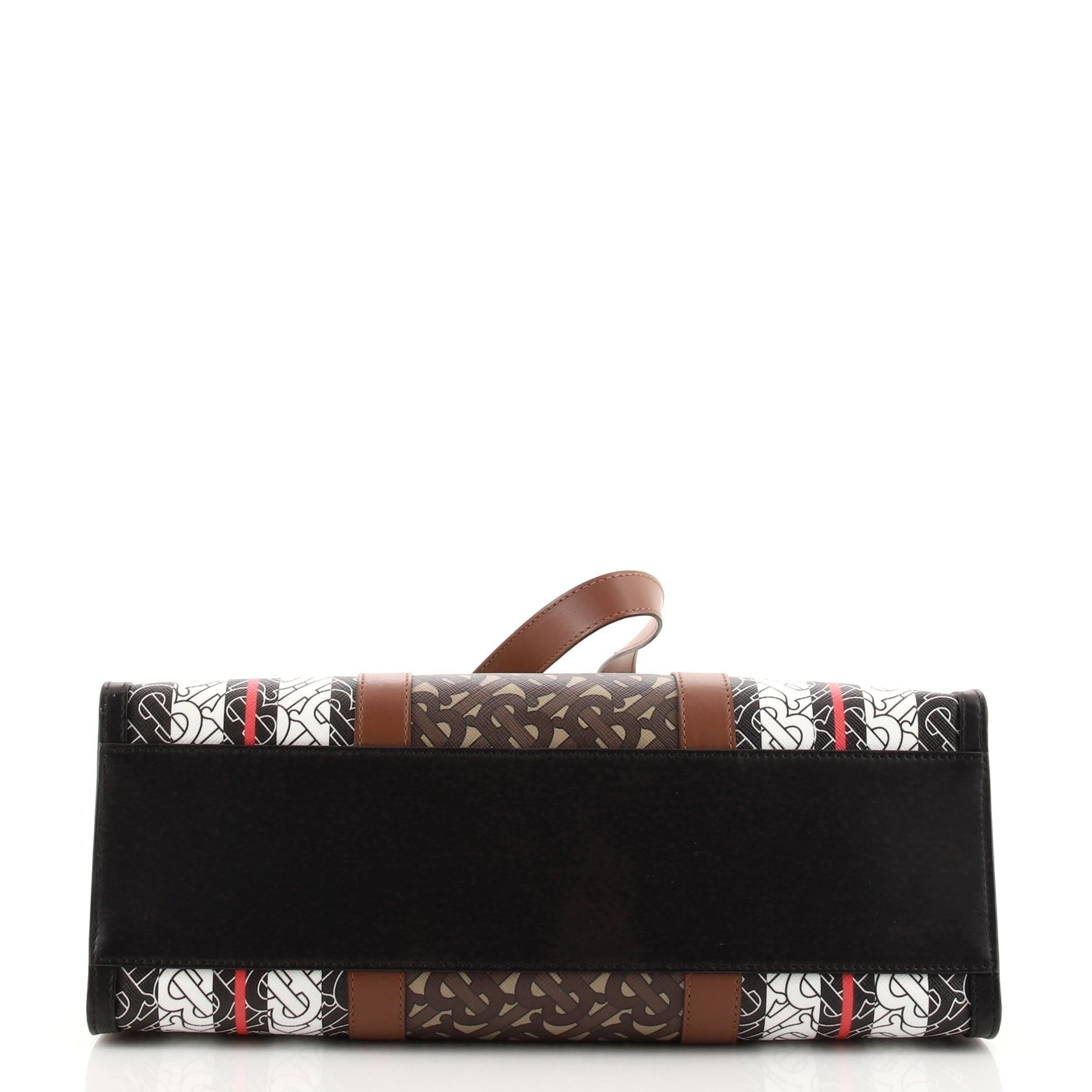 Black Burberry Open Tote Monogram E-Canvas Small