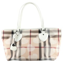 Burberry Open Tote Nova Check Heart Coated Canvas Small