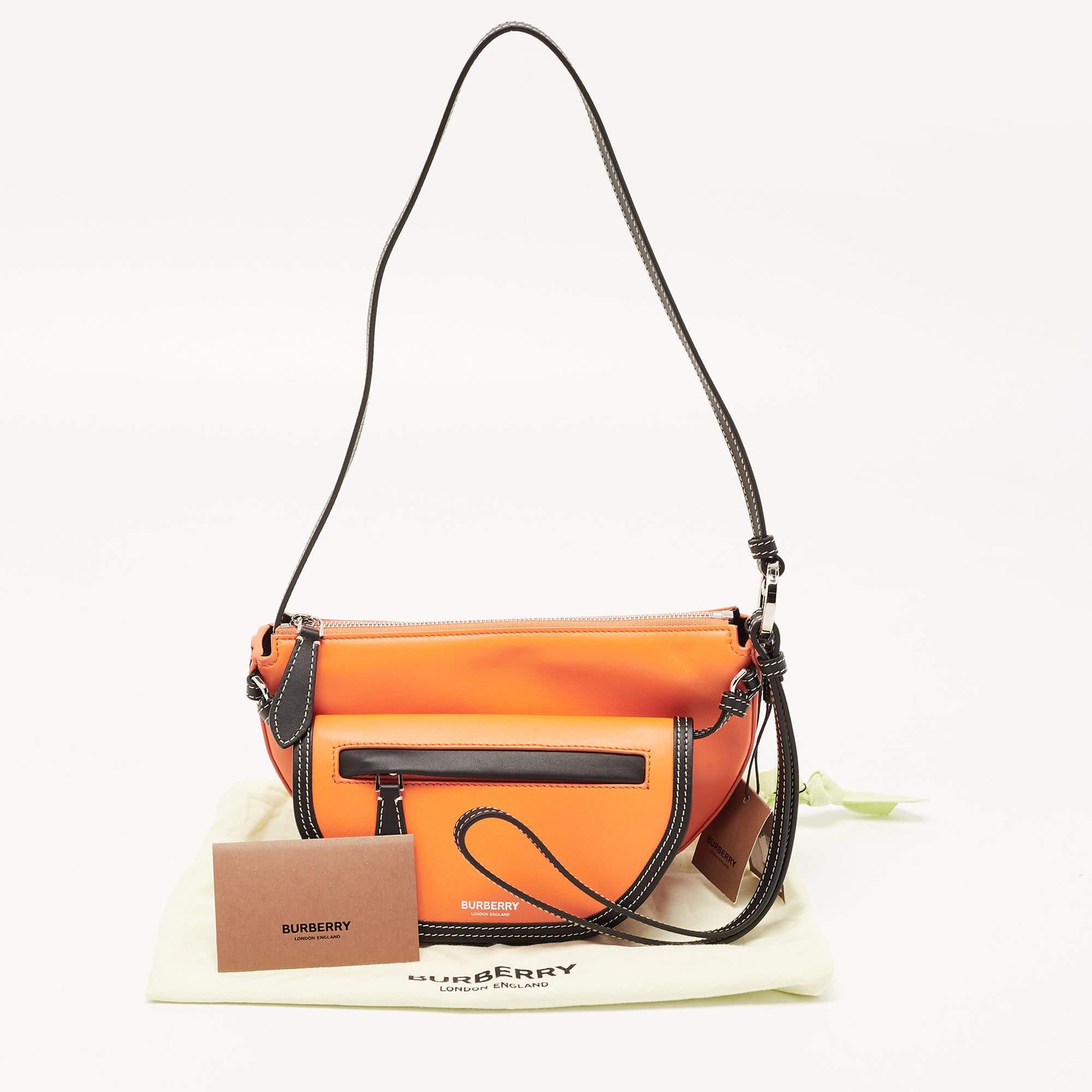 Burberry Orange/Black Leather Mini Double Olympia Bag 7