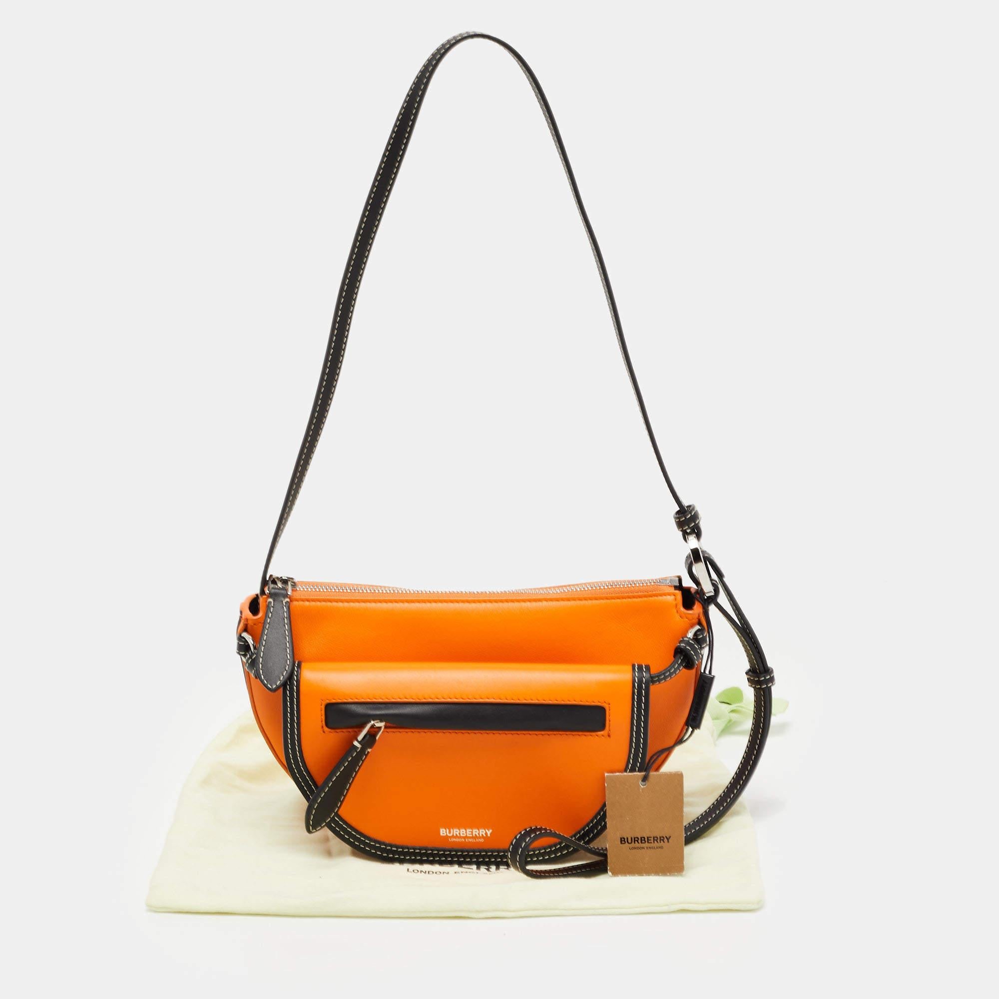Burberry Orange/Black Leather Mini Double Olympia Bag 7