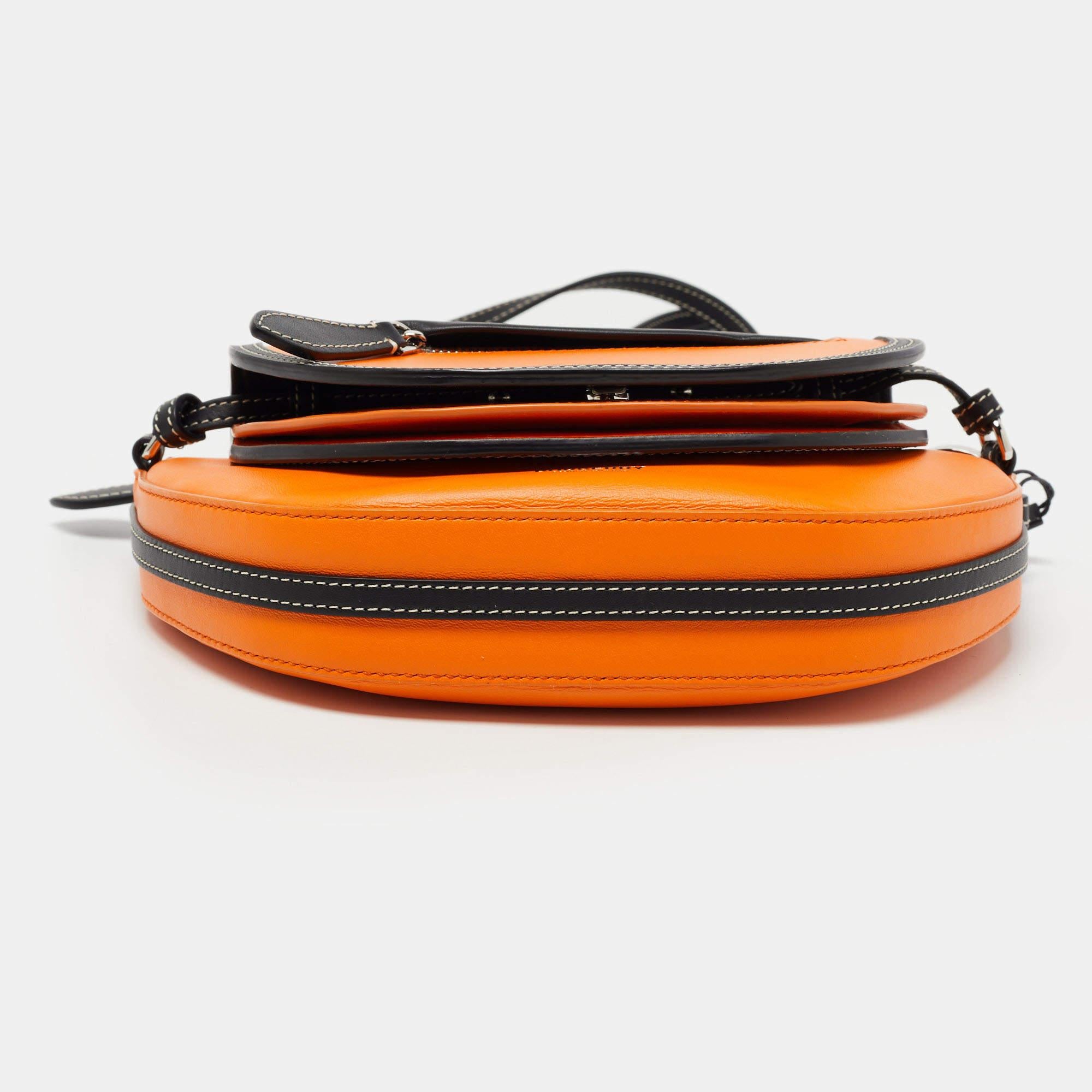 Women's Burberry Orange/Black Leather Mini Double Olympia Bag