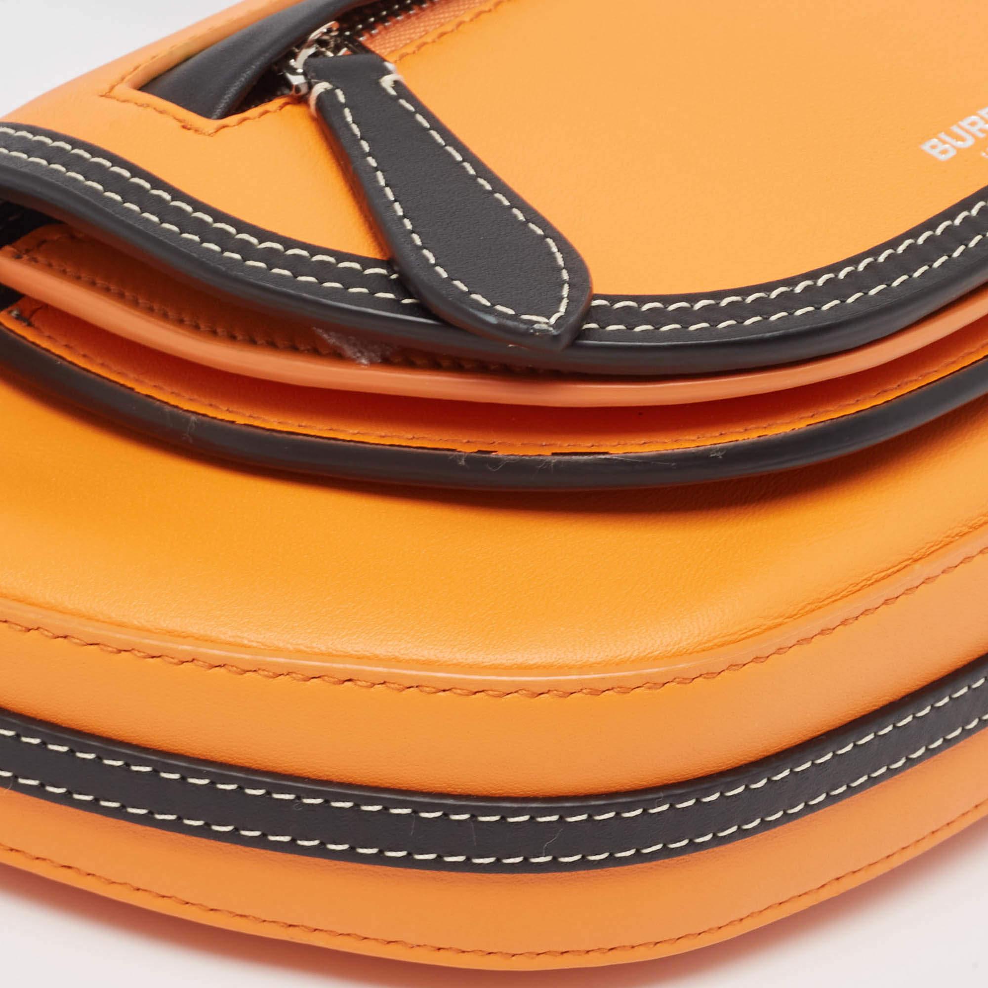 Burberry Orange/Black Leather Mini Double Olympia Bag For Sale 3