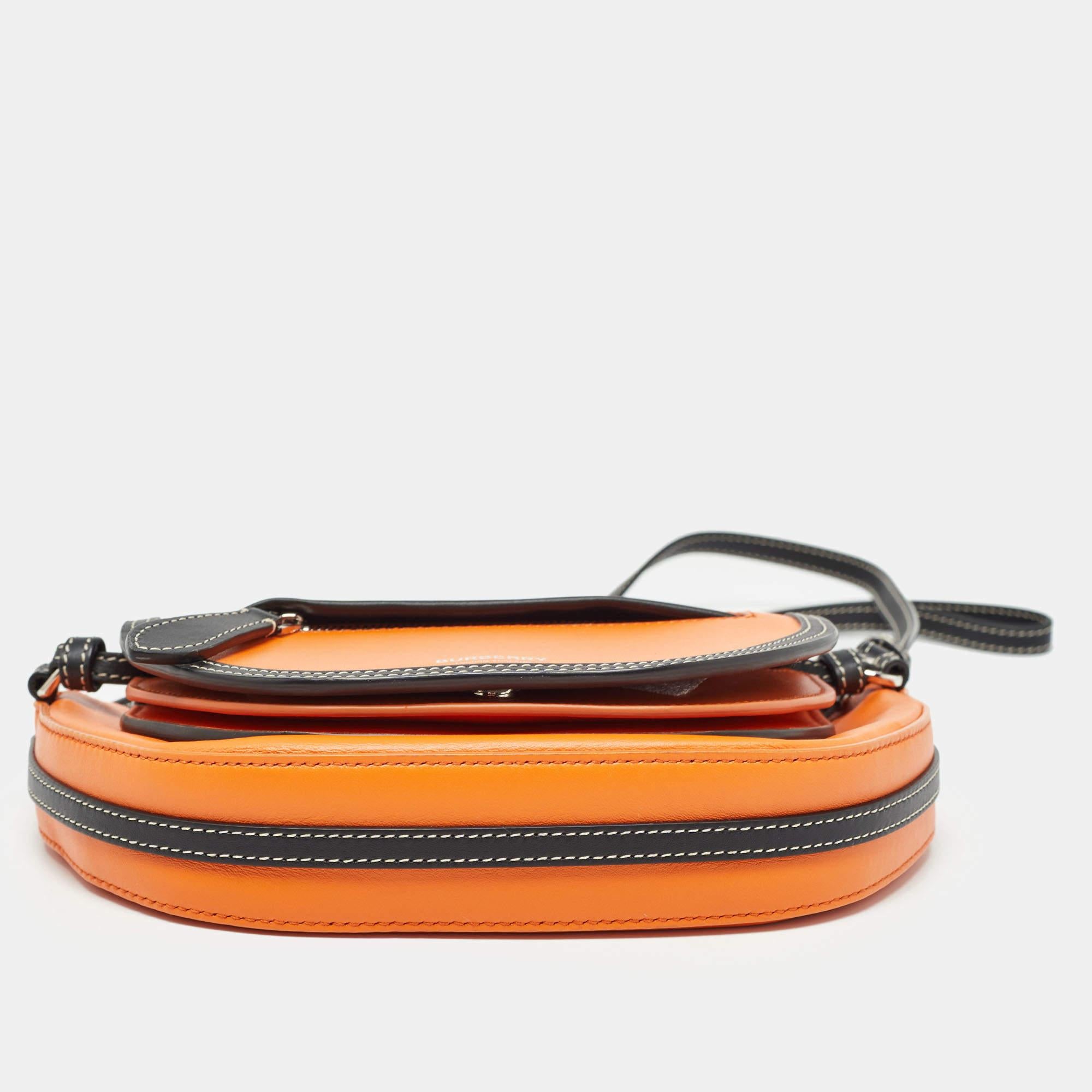 Burberry - Mini sac Olympia double en cuir orange/noir 3