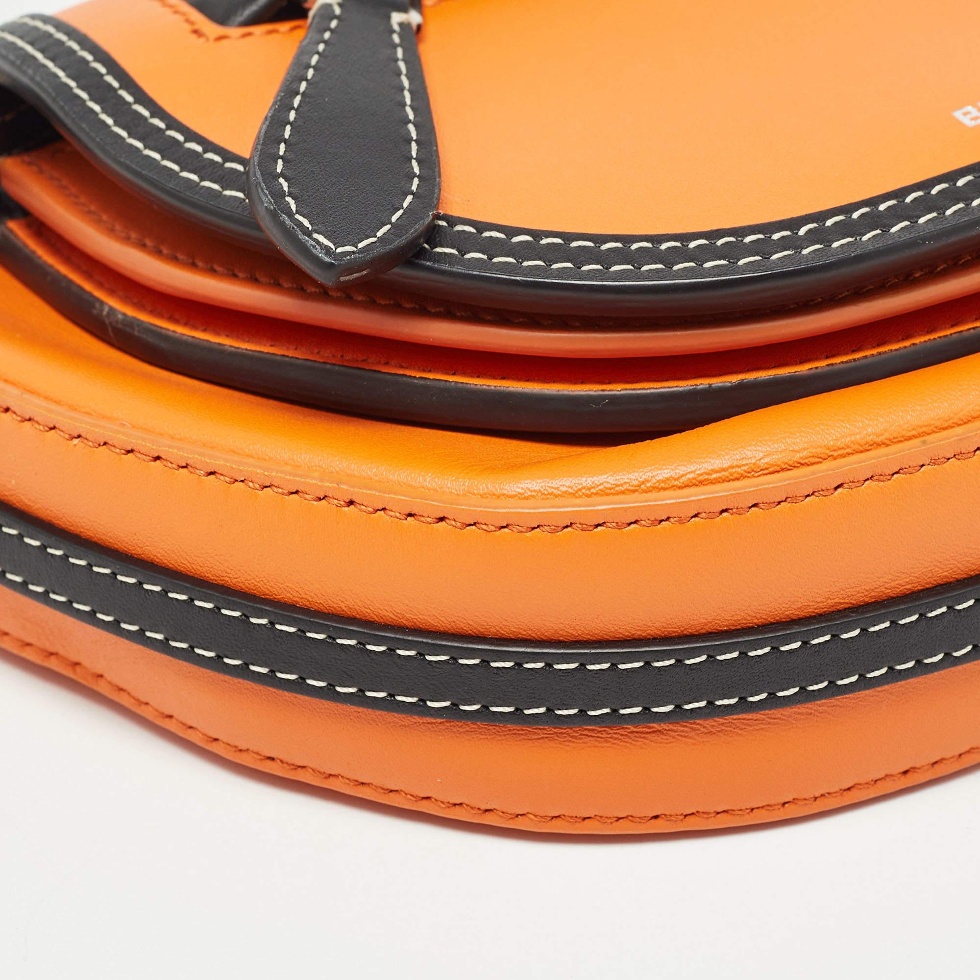 Burberry - Mini sac Olympia double en cuir orange/noir 4