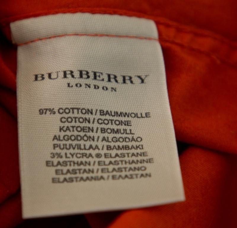 Burberry Orange Cotton Pocket Detail Button Front Shirt S For Sale 1