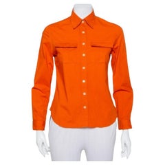 Burberry Orange Cotton Pocket Detail Button Front Shirt S