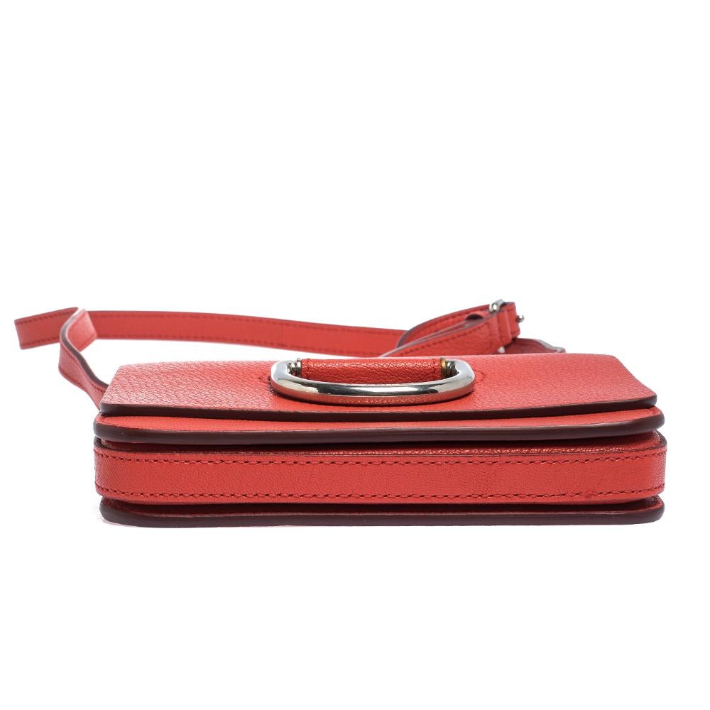 Red Burberry Orange Leather D-Ring Shoulder Bag