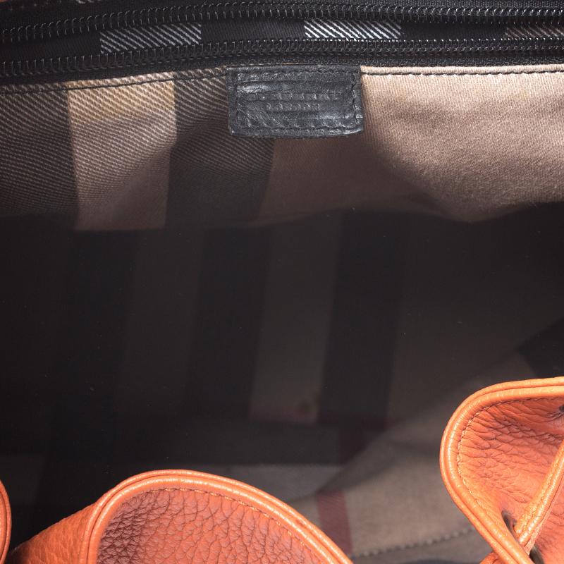 Burberry Orange Leather Hook Flap Backpack 5