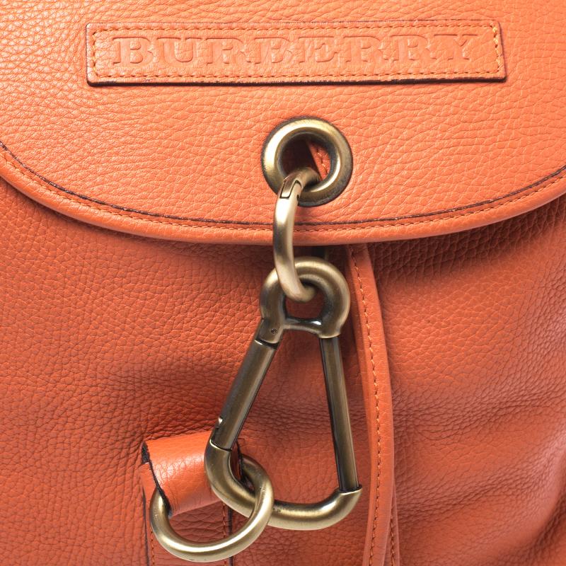 Burberry Orange Leather Hook Flap Backpack 6